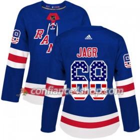 Adidas Maillot de Hockey New York Rangers Jaromir Jagr 68 2017-2018 Bleu USA Flag Fashion Authentic - Femme